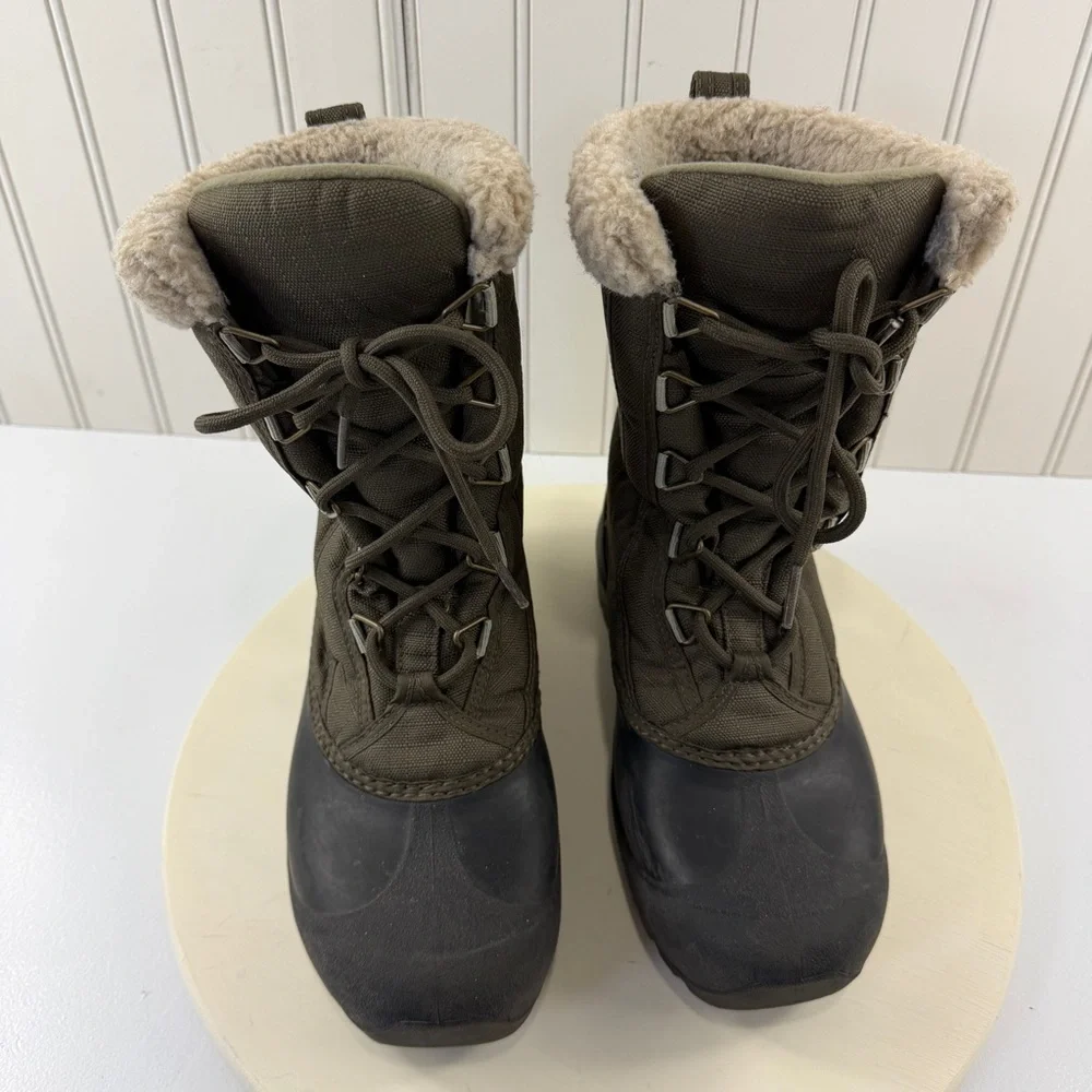 Sorel Women's Cumberland Olive Green‎ and Black Snow Boots w/Shearling Cuff Sz 6